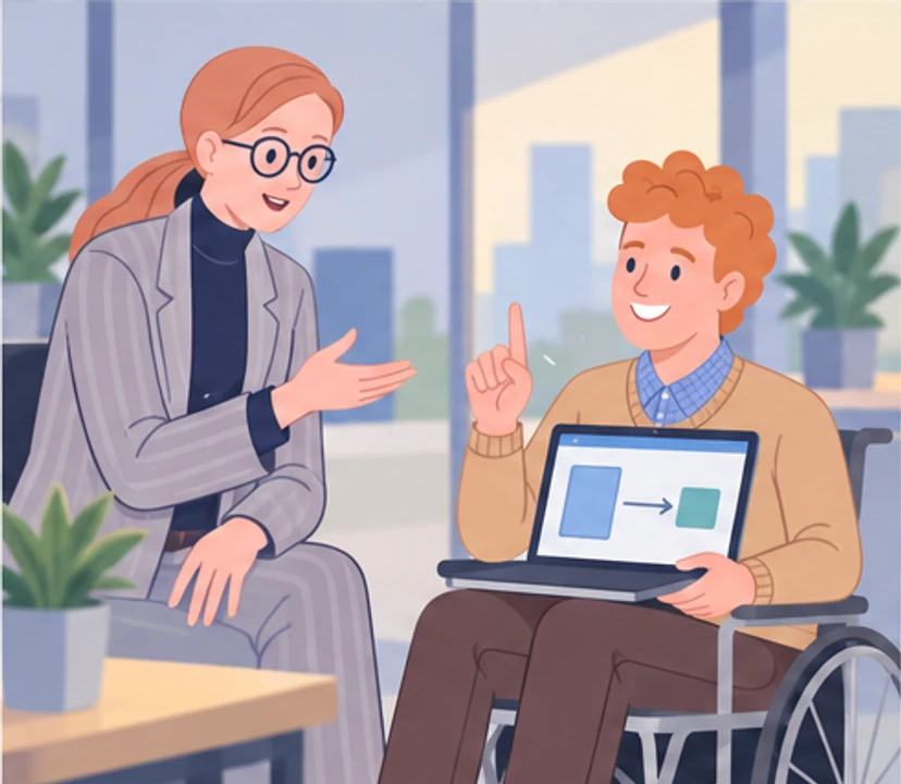 Anna pyta Olka o mały test, a on z nową energią pokazuje prototyp na laptopie.